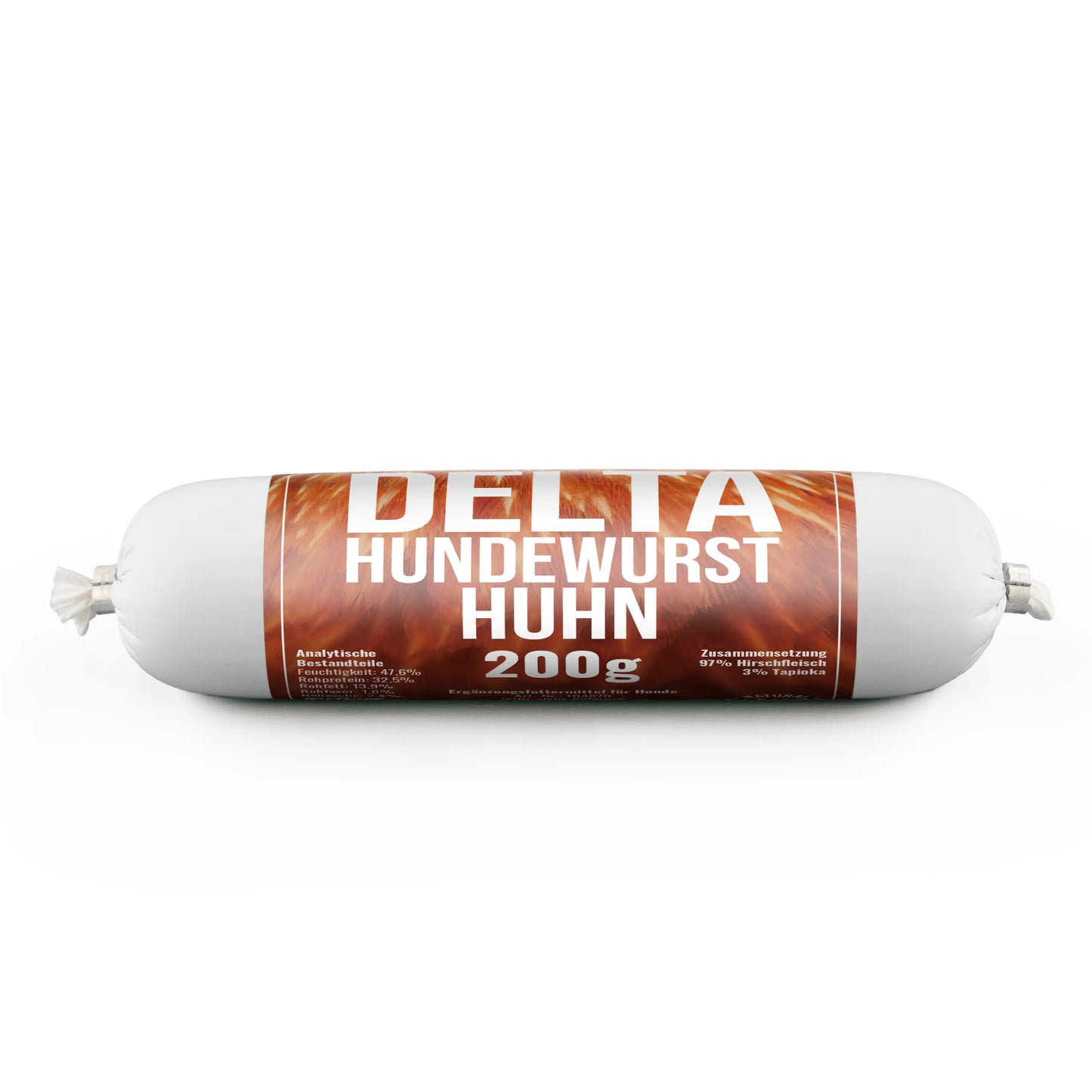 Delta Hundewurst Huhn – fettarme Fleischwurst für Hunde aus 100 % Hühnerfleisch (200g)