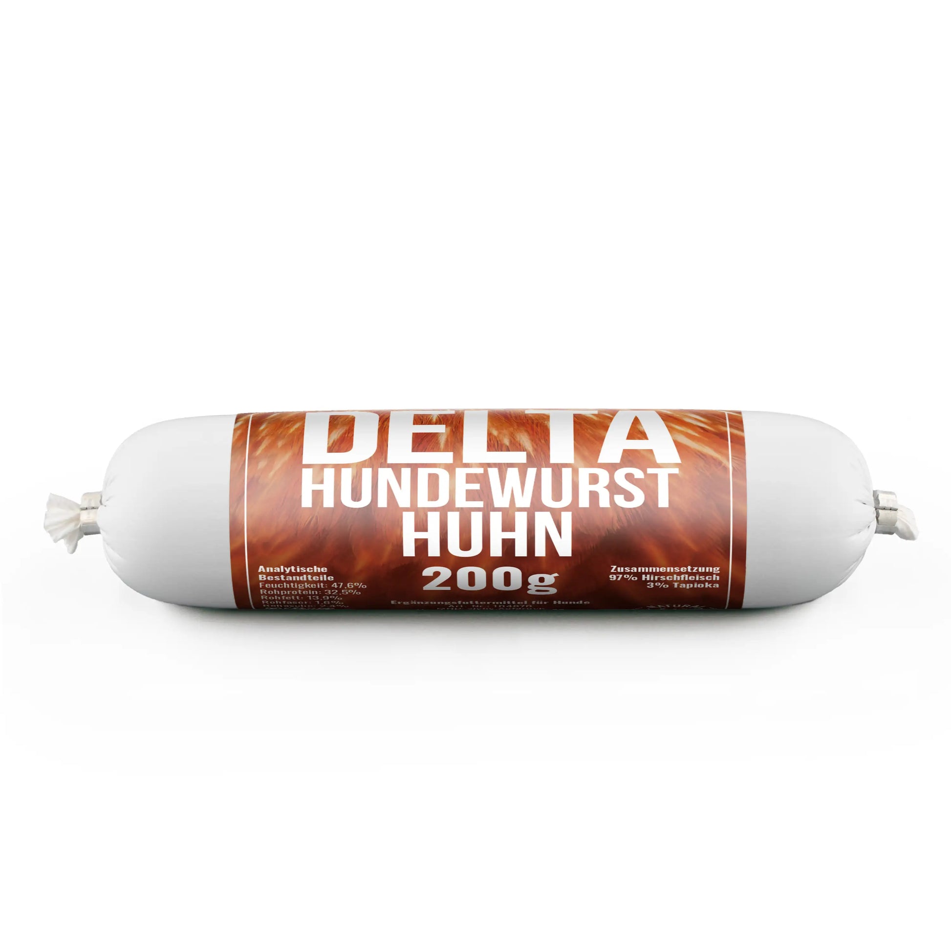 Delta Hundewurst Huhn – fettarme Fleischwurst für Hunde aus 100 % Hühnerfleisch (200g)