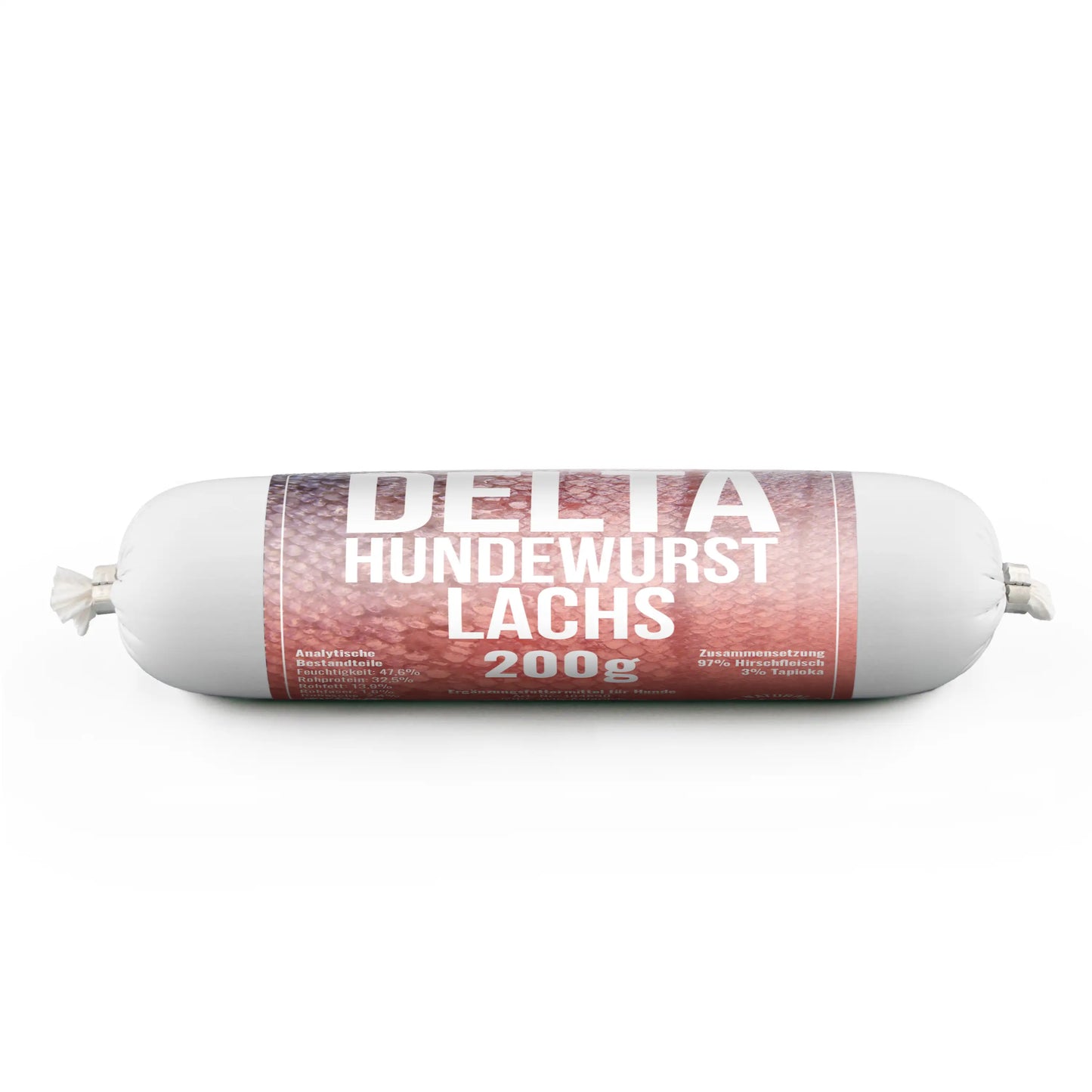 Delta Hundewurst Lachs – schnittfeste Fischwurst für Hunde mit 100 % Lachs (200g)