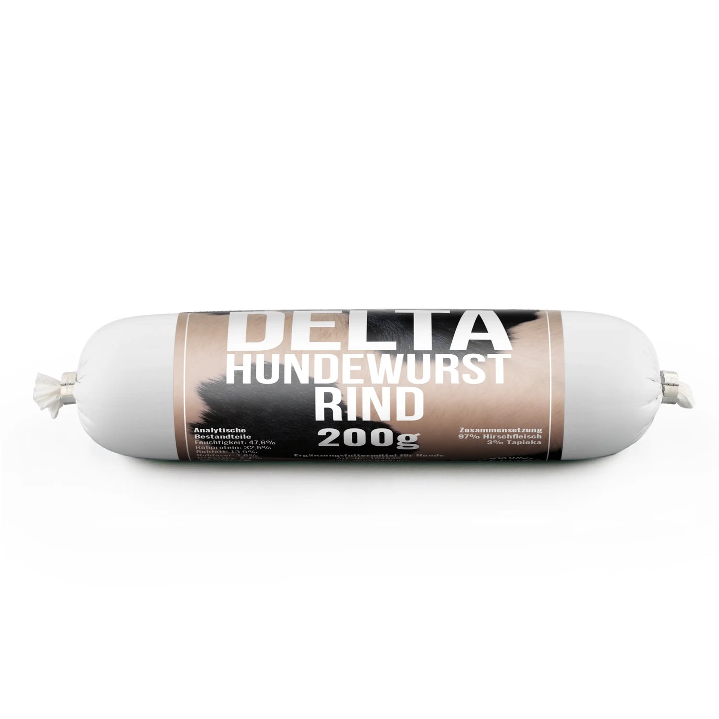 Delta Hundewurst Rind – schnittfeste Fleischwurst für Hunde mit 100 % Rindfleisch (200g)