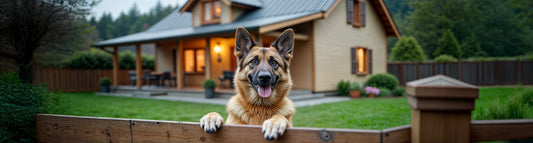 Schäferhund hinter Zaun